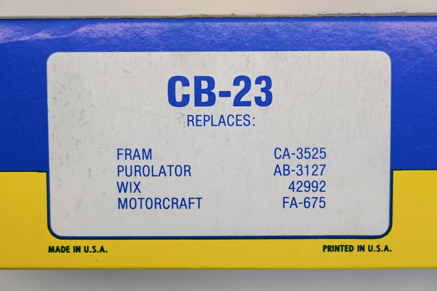 Hastings CB-23, CA-3525, AB-3127 Air Filters Qty 2 NOS