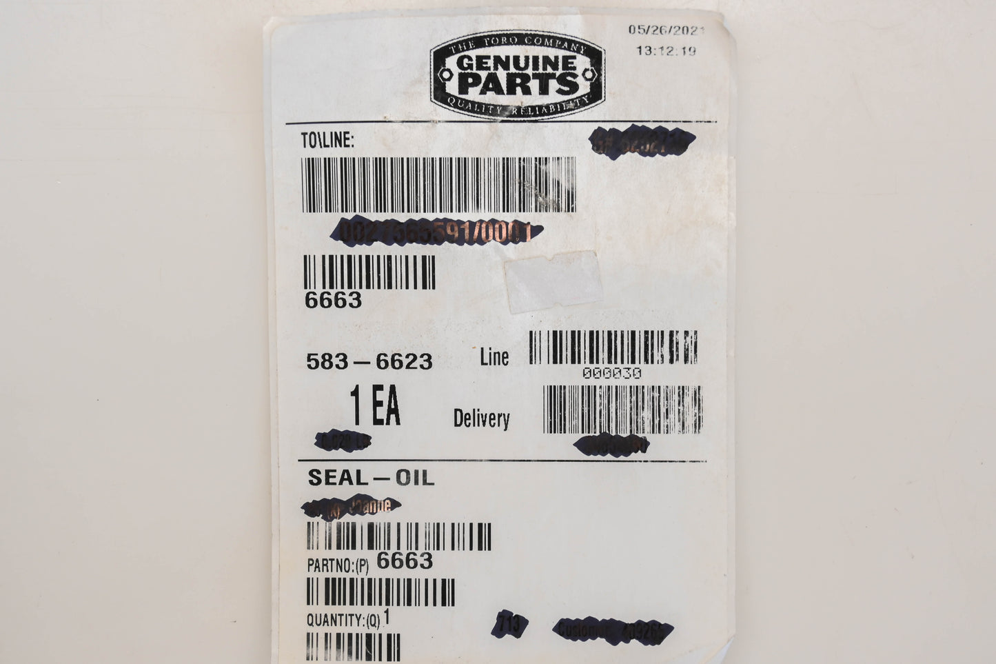 Toro 6663, 14810 Oil Seal NOS