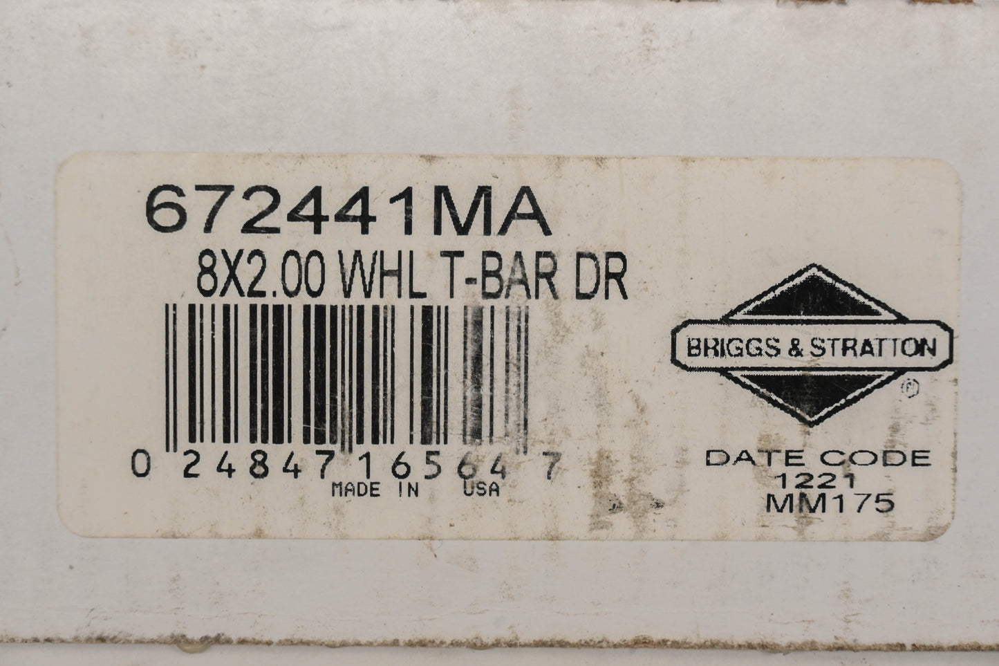 New OEM Briggs & Stratton 672441MA 8" x 2" Drive Wheel NOS