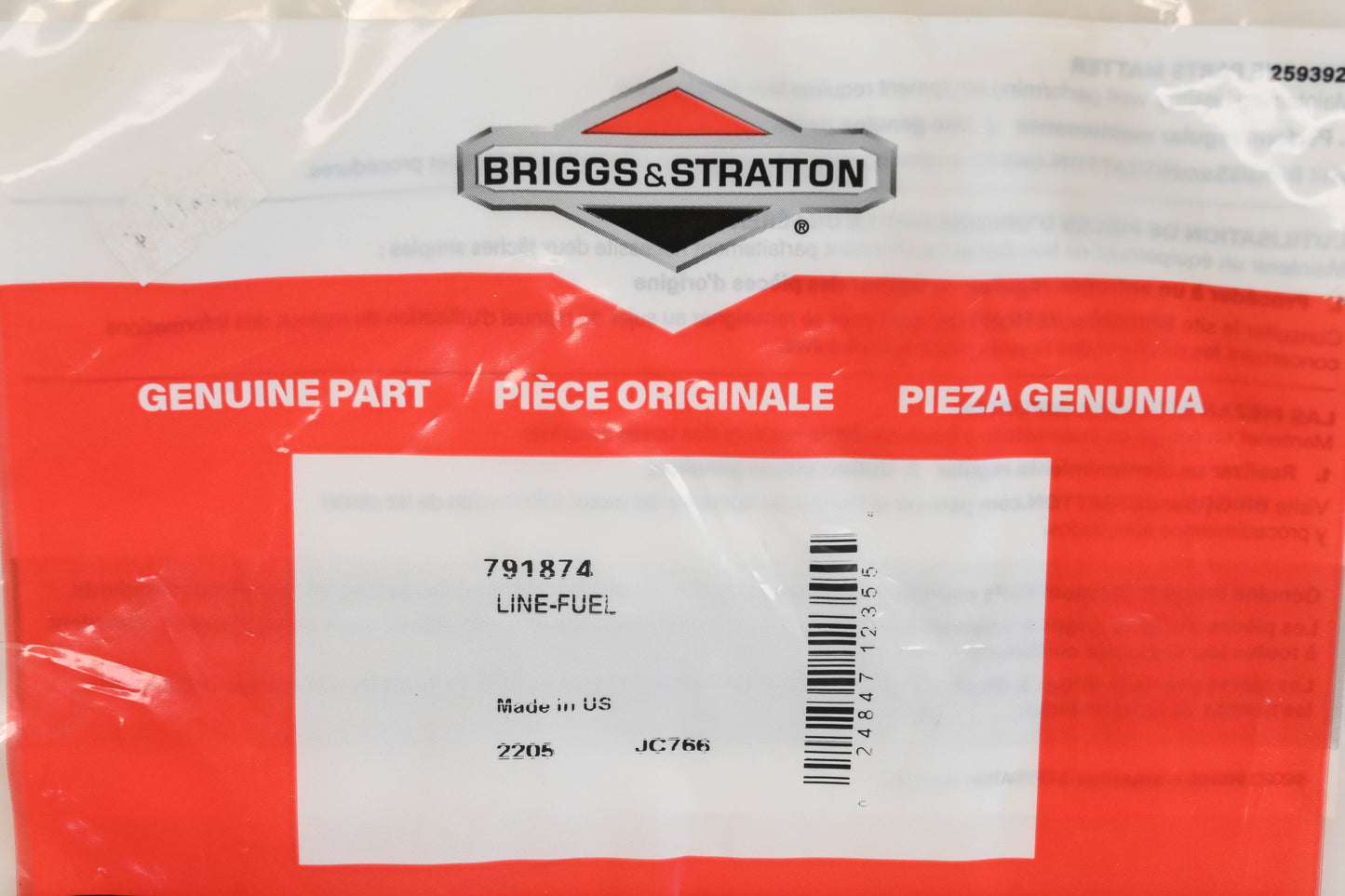 New OEM Briggs & Stratton 791874 Fuel Line Kit NOS