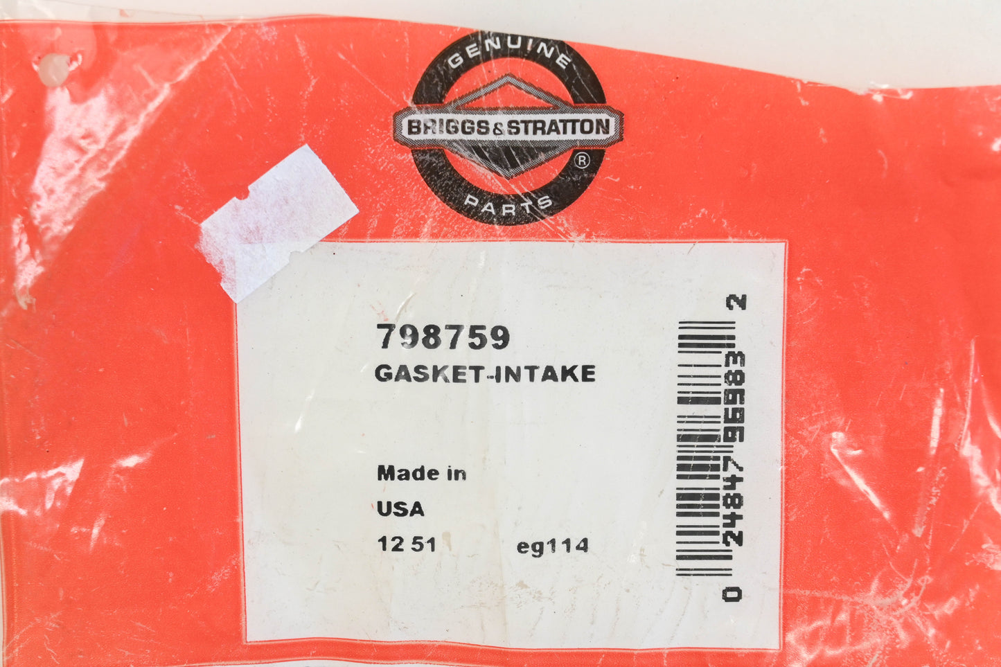 New OEM Briggs & Stratton 798759 Intake Gasket Kit NOS