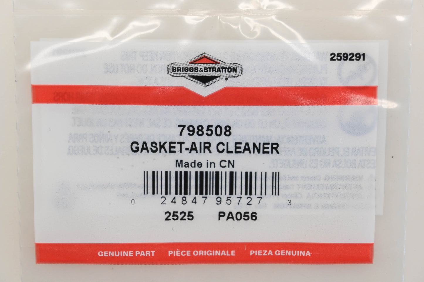 New OEM Briggs & Stratton 798508 Air Cleaner Gasket NOS
