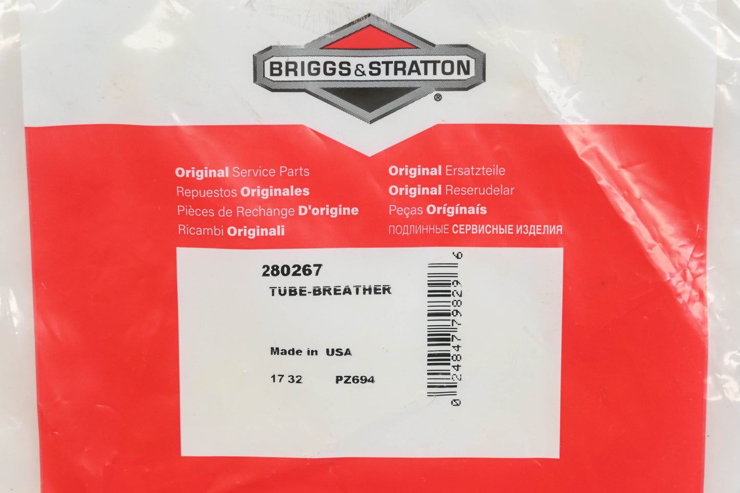 New OEM Briggs & Stratton 280267 Breather Tube NOS