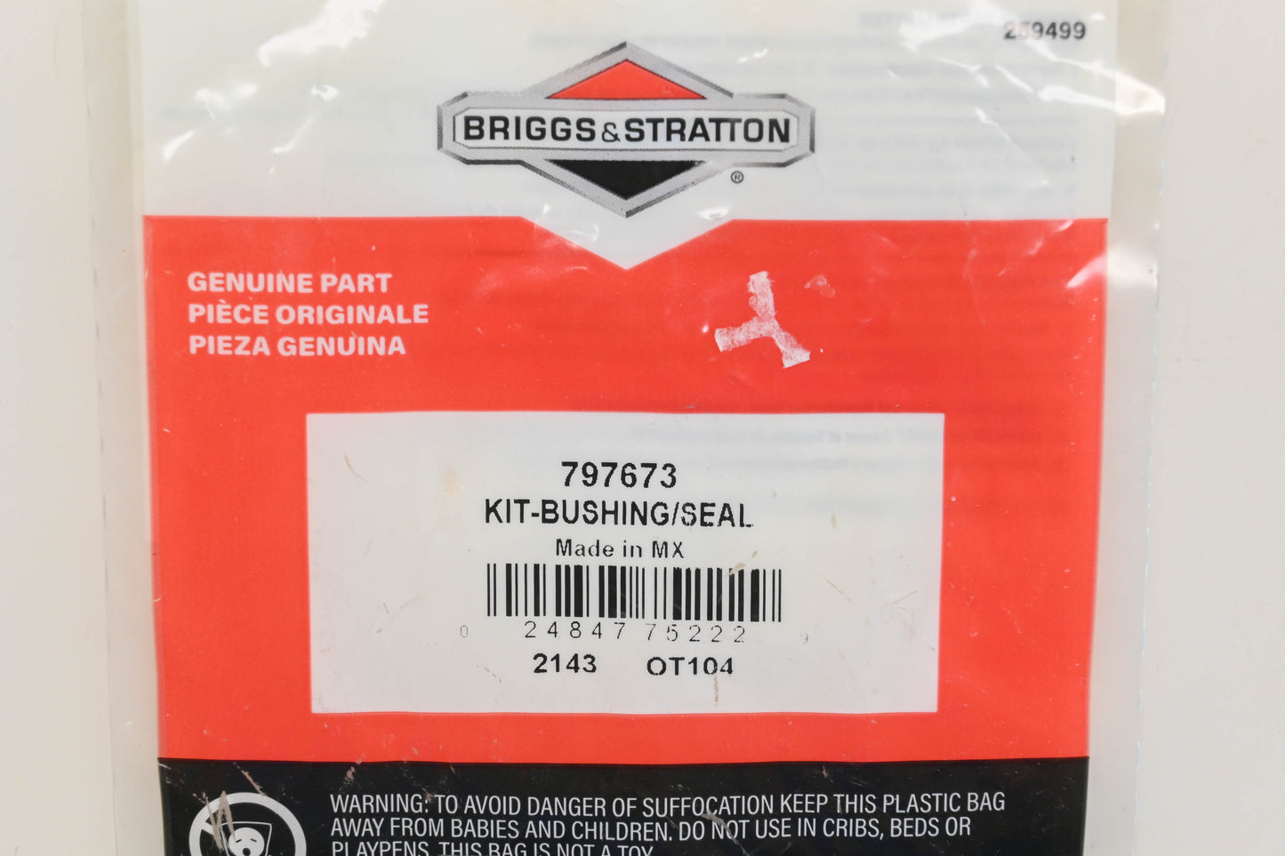 New OEM Briggs & Stratton 797673 Bushing & Seal Kit NOS