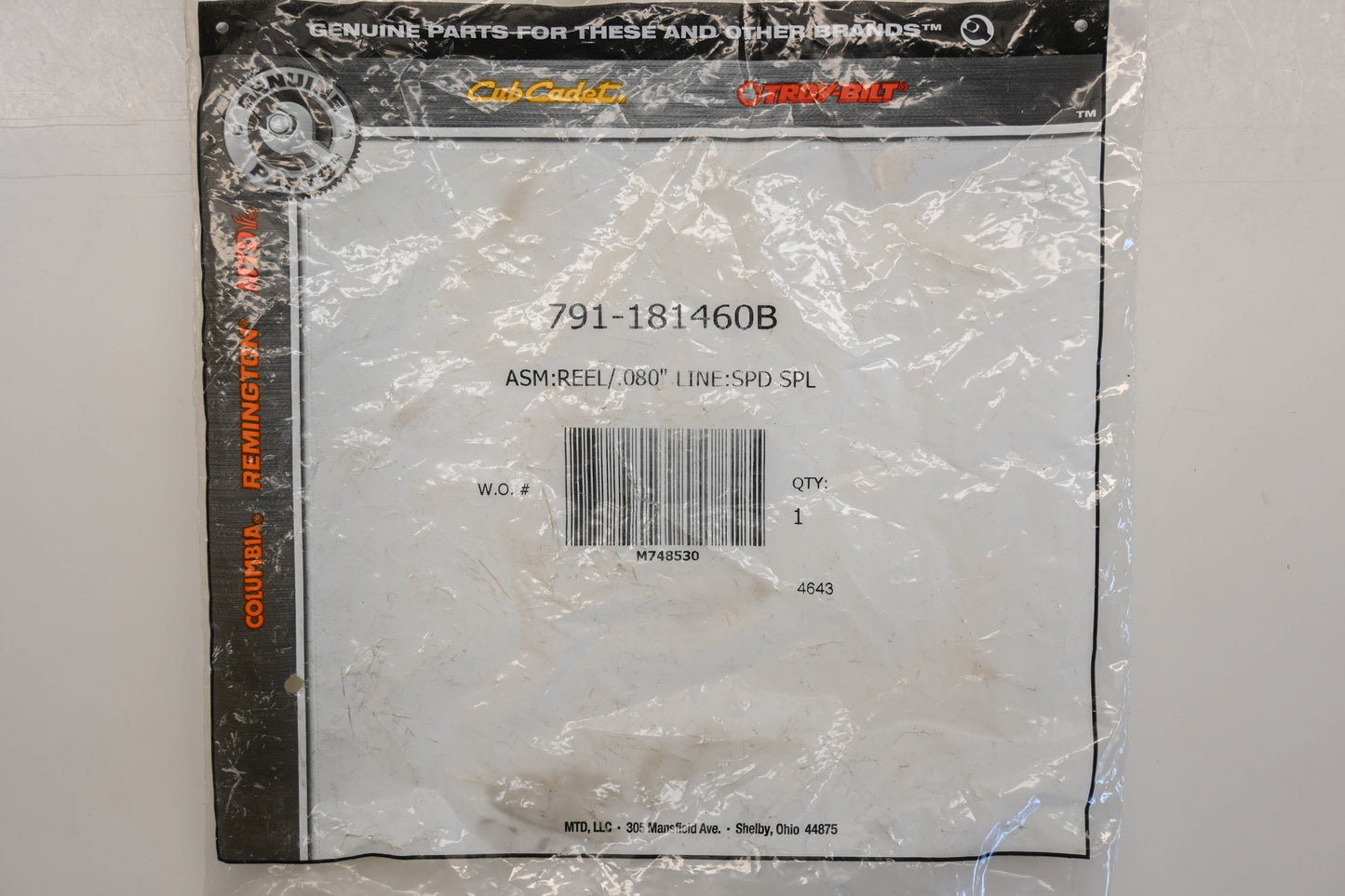 MTD 791-181460B Reel & Line Spool Assembly NOS