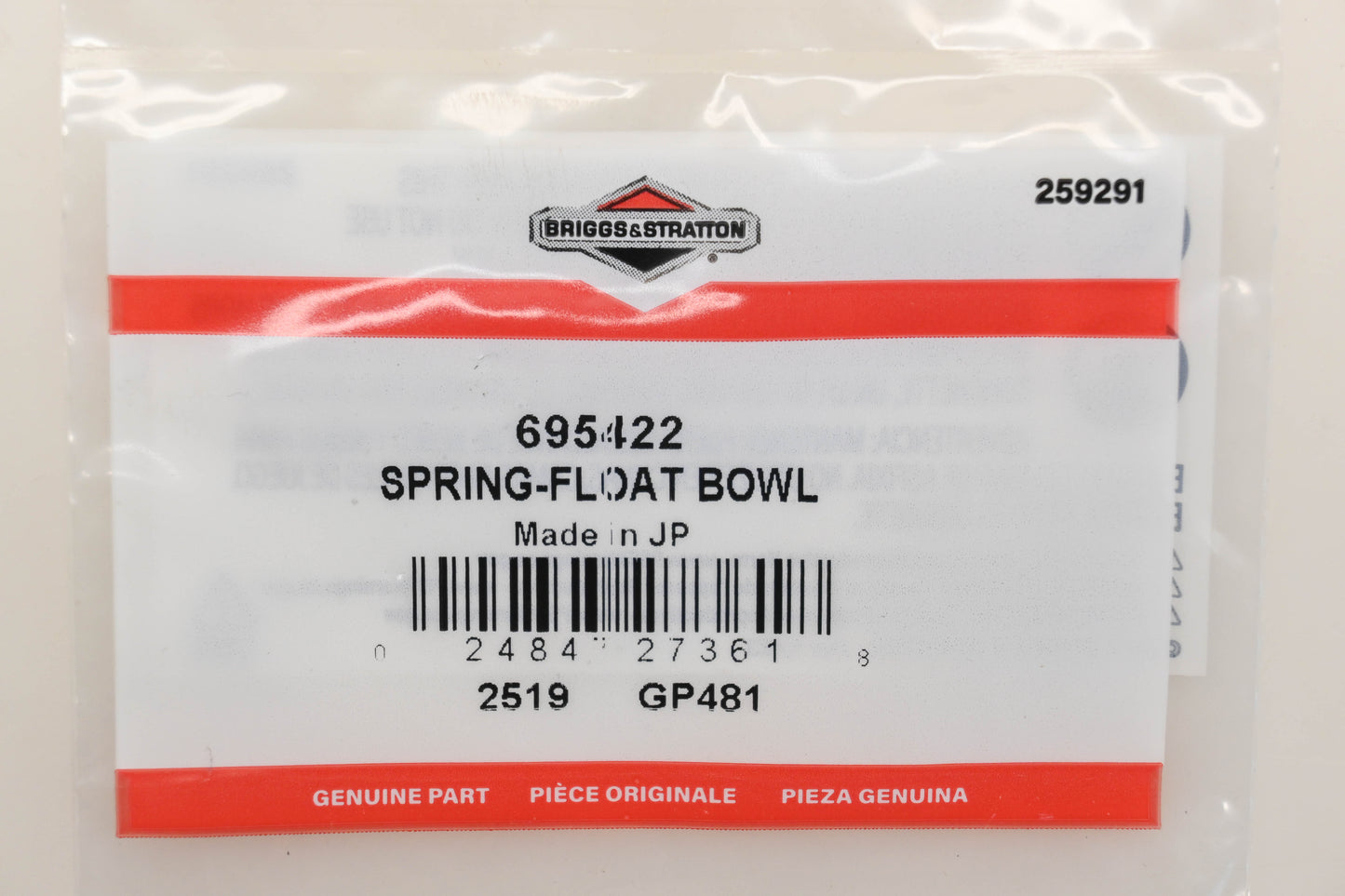 New OEM Briggs & Stratton 695422 Float Bowl Spring NOS