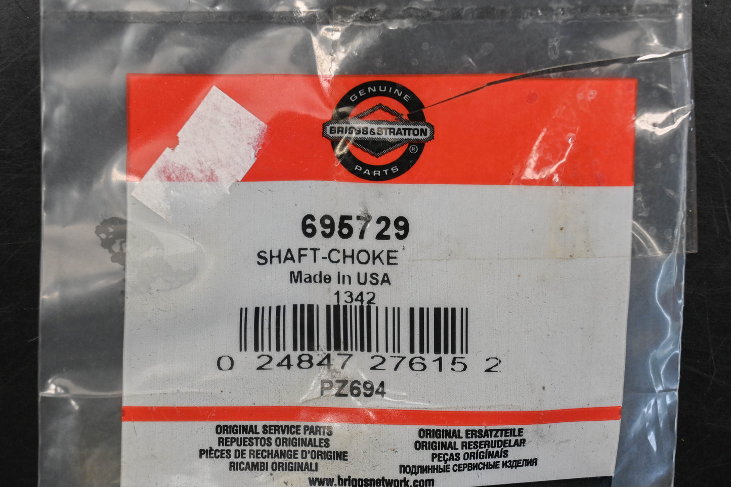 New OEM Briggs & Stratton 695729 Choke Shaft Assembly NOS