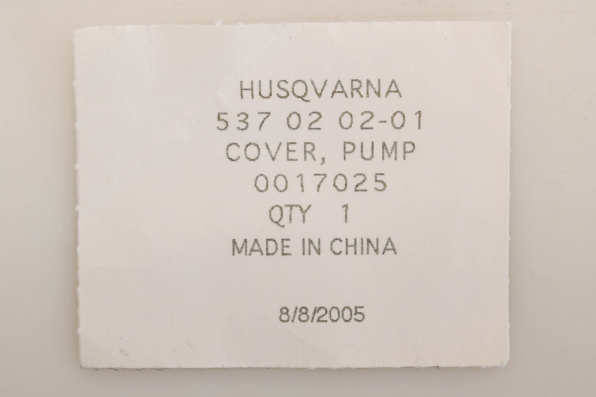 New OEM Husqvarna 537 02 02-01, 537020201 Pump Cover NOS