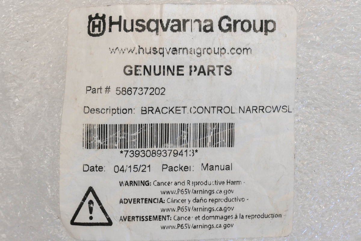 New OEM Husqvarna 586737202 Black Narrow Slot Control Bracket NOS