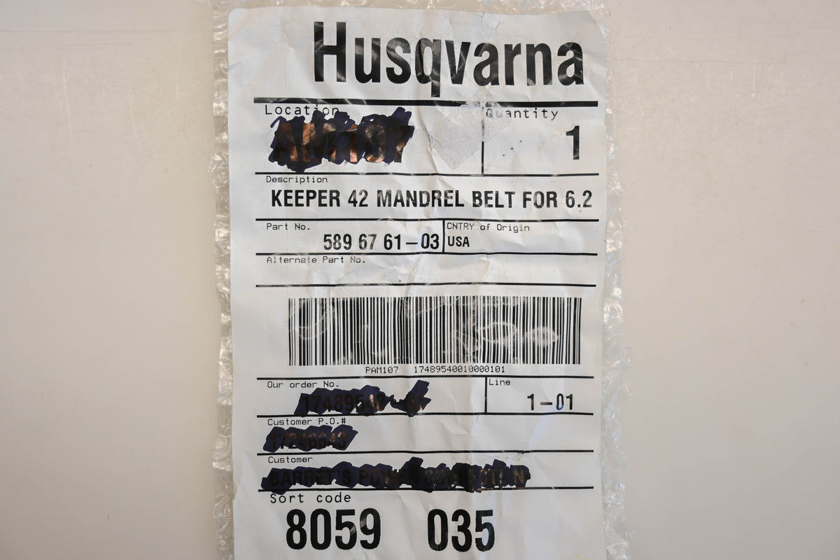 New OEM Husqvarna 589 67 61-03, 589676103 Belt Keeper NOS