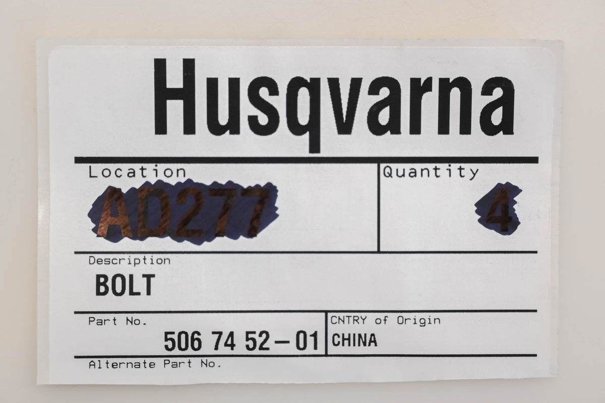 New OEM Husqvarna 506 74 52-01, 506745201 M5-0.8 x 22mm Bolts Qty 2 NOS