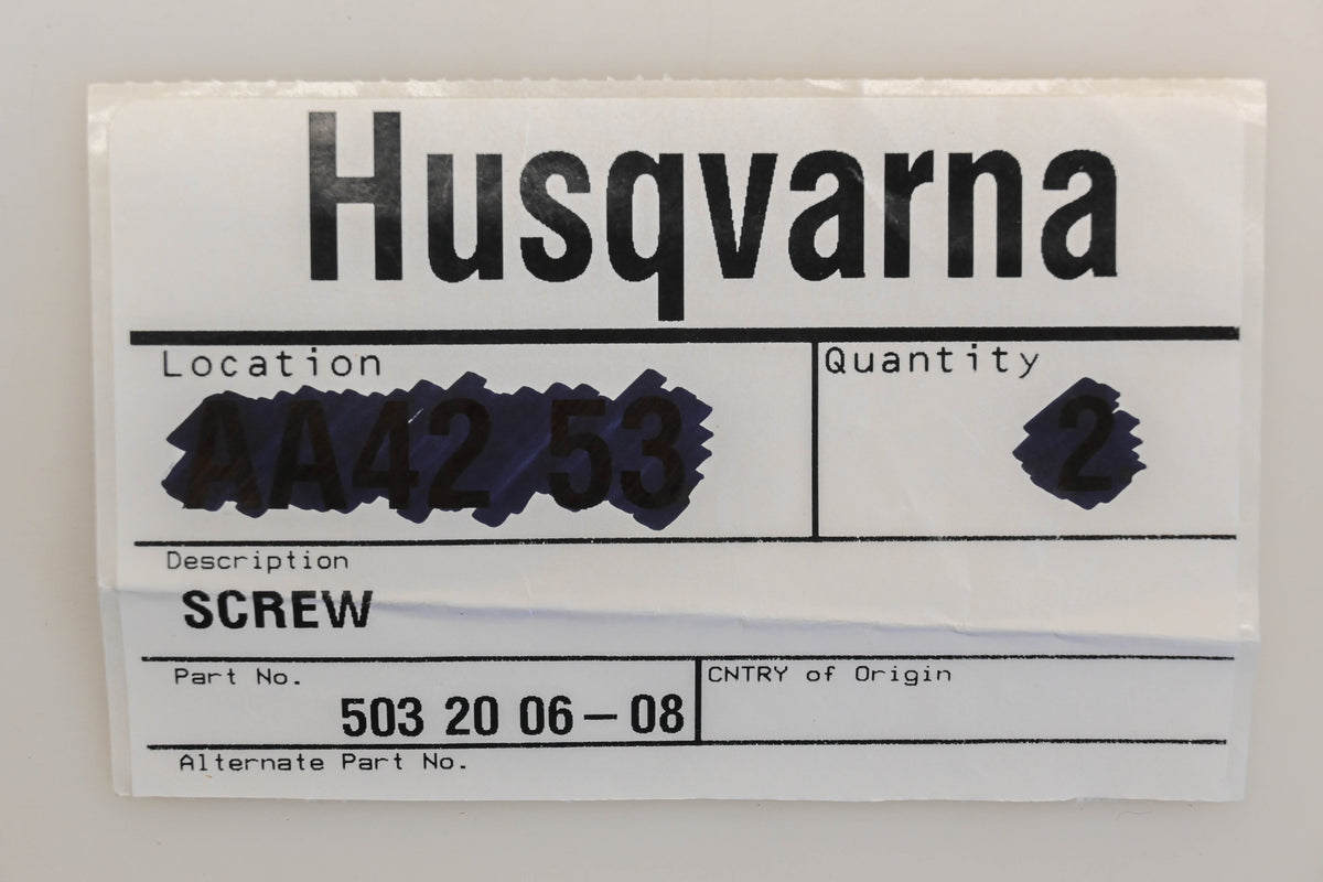 New OEM Husqvarna 503 20 06-08, 503200608 M5-0.8 x 8mm Screw NOS