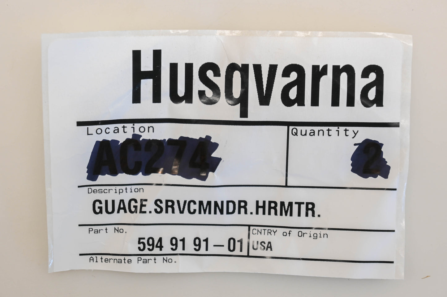 New OEM Husqvarna 594 91 91-01, 594919101 Service Hour Meter Gauge NOS