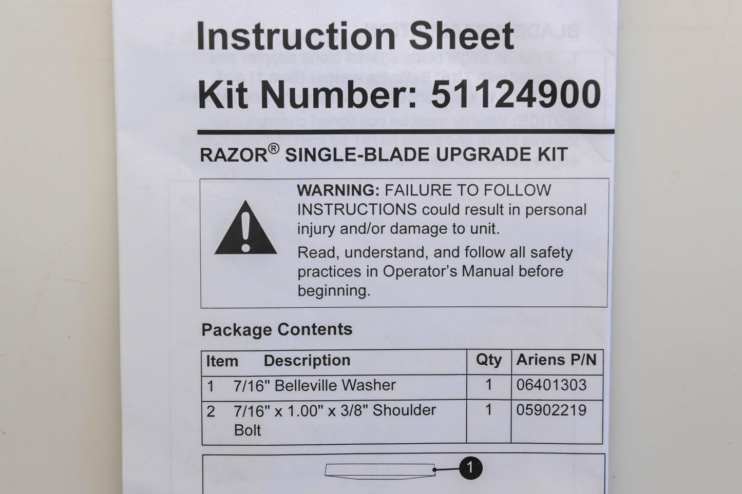 Ariens 51124900 Razor Mower Upgrade Kit NOS