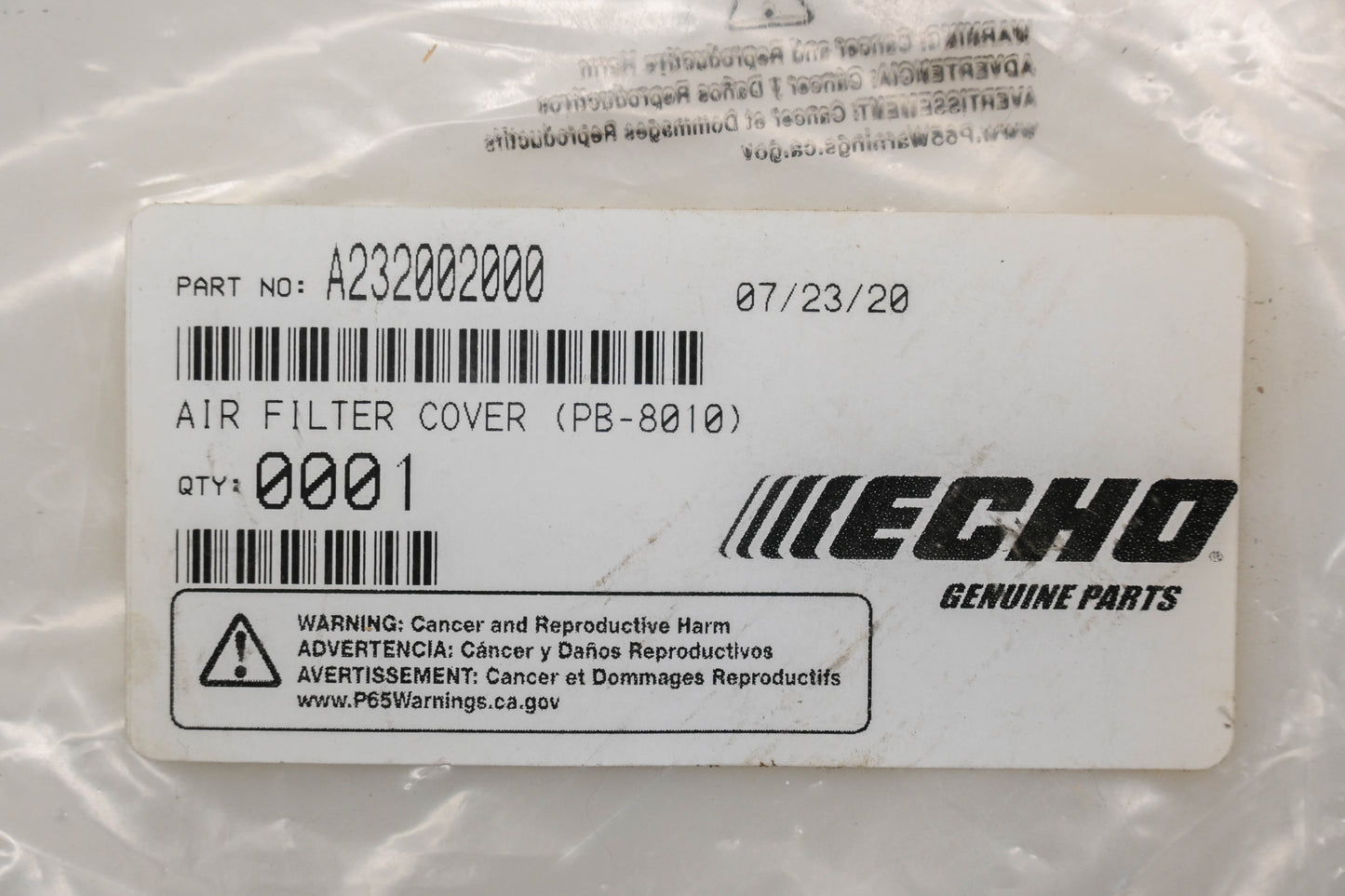 New OEM Echo A232002000, PB-8010 Air Filter Cover NOS