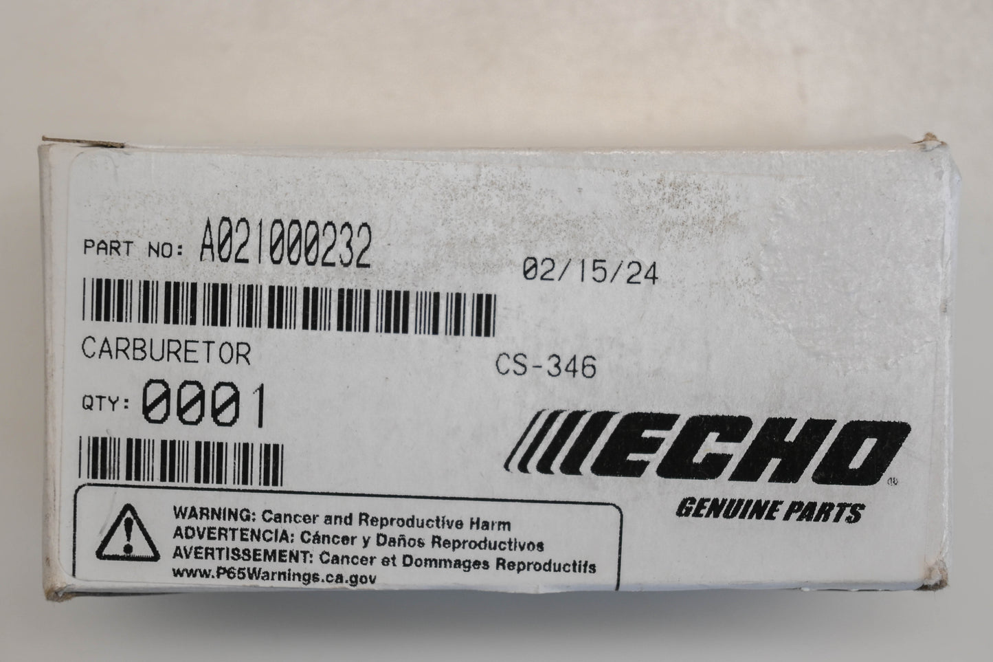 New OEM Echo A021000232 Carburetor NOS