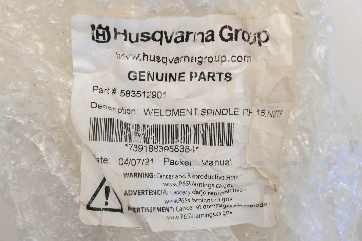 New OEM Husqvarna 583 51 29-01, 583512901 RH Spindle Assembly NOS