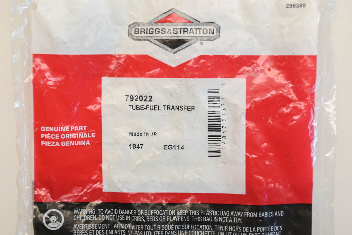 New OEM Briggs & Stratton 792022 Fuel Transfer Tube Kit NOS