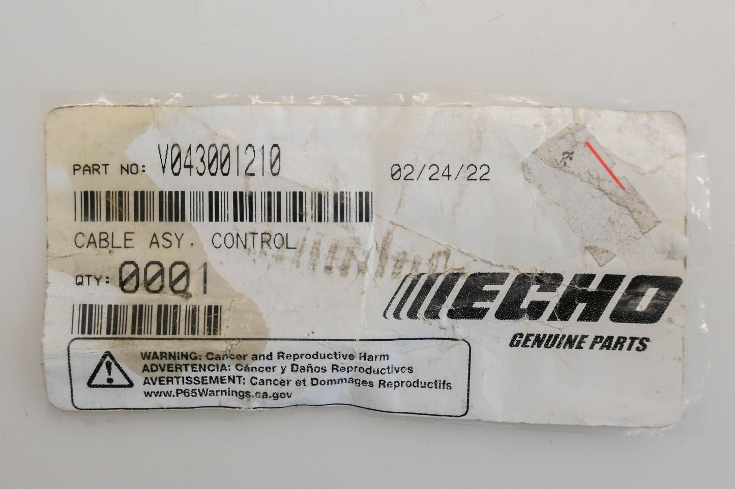 New OEM Echo V043001210 Control Cable Assembly NOS