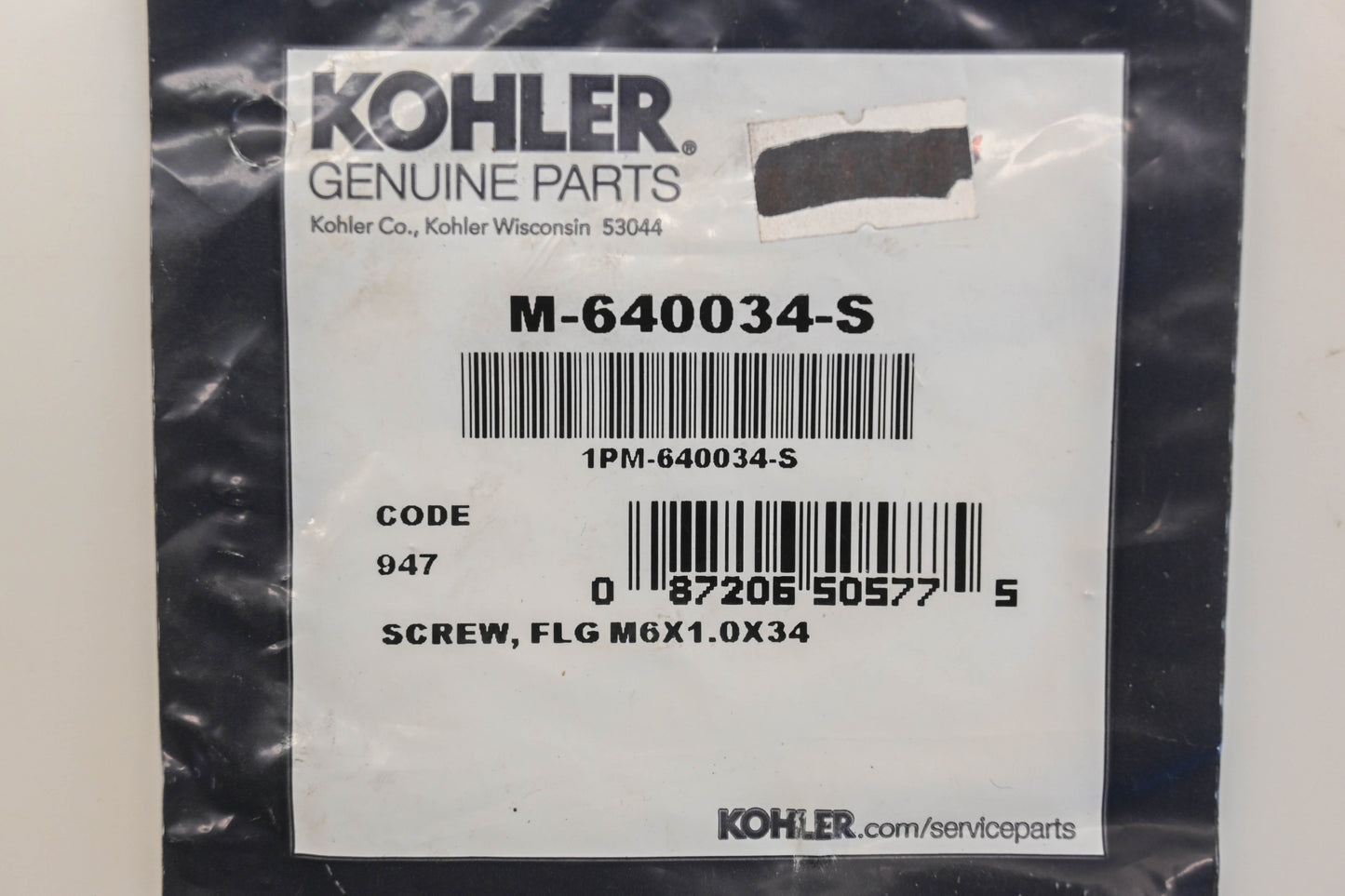 Kohler M-640034-S M6-1.0 x 34 Screw NOS