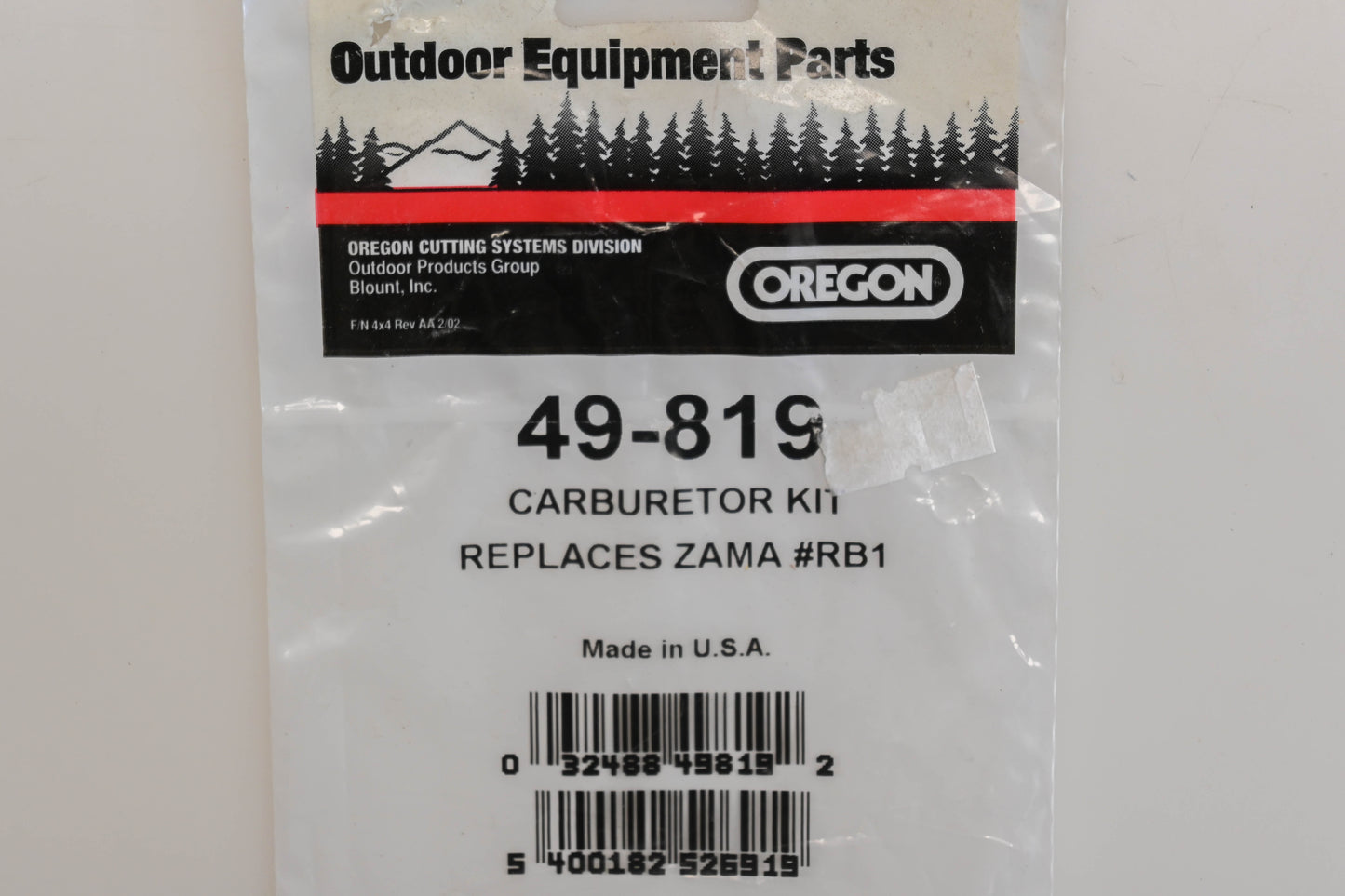 Oregon 49-819, RB-1 Carburetor Repair Kit NOS