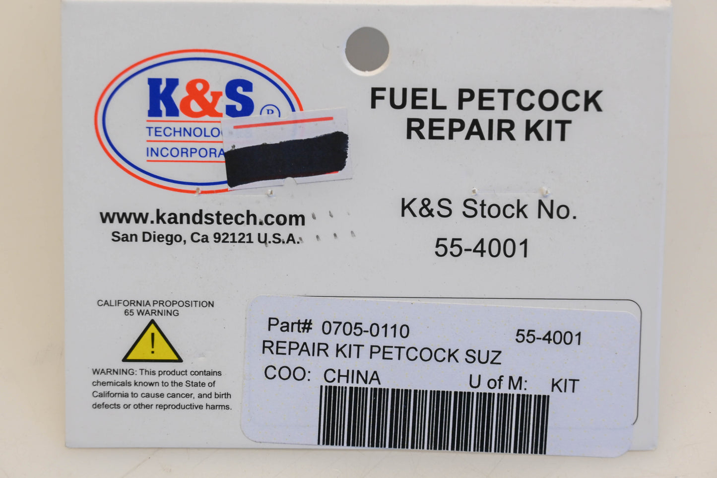 K&S 55-4001, 0705-0110 Fuel Petcock Repair Kit NOS