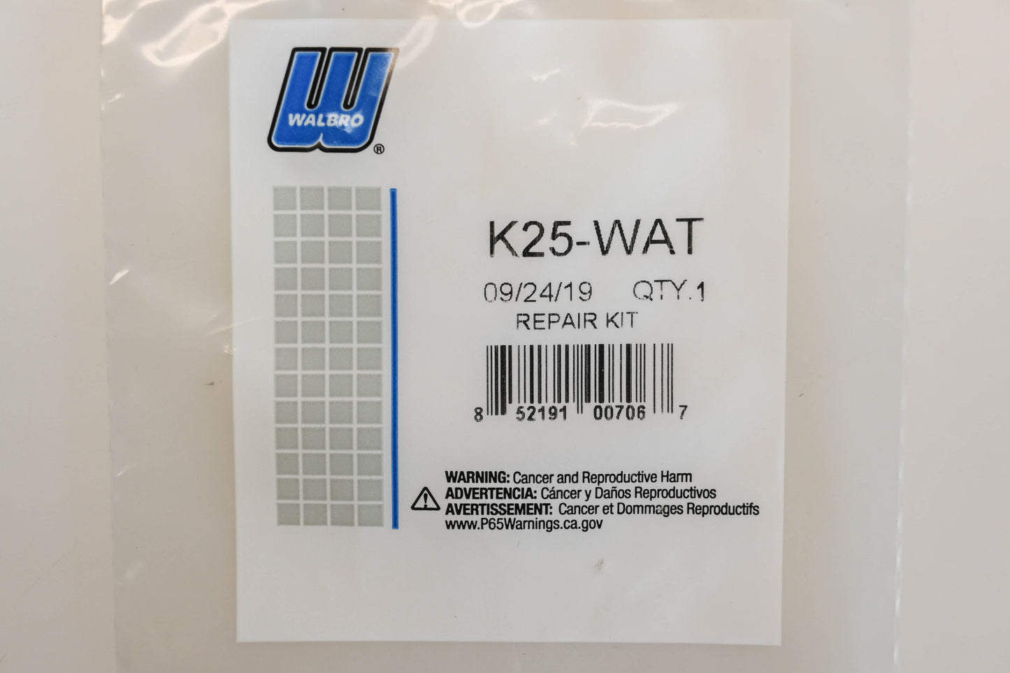 Walbro K25-WAT Carburetor Repair Kit NOS