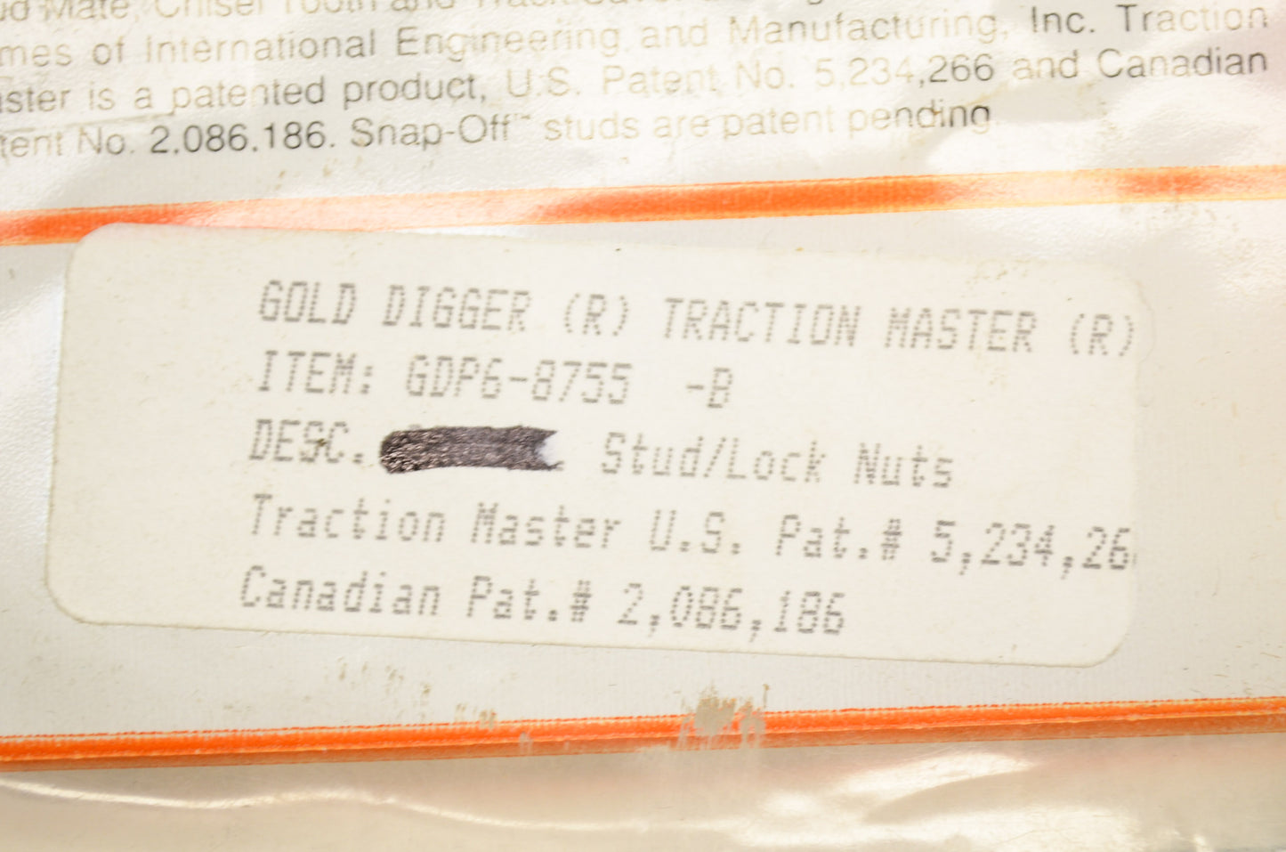 Gold Digger Traction Master Carbide Stud Kit 5/16x .875 NOS