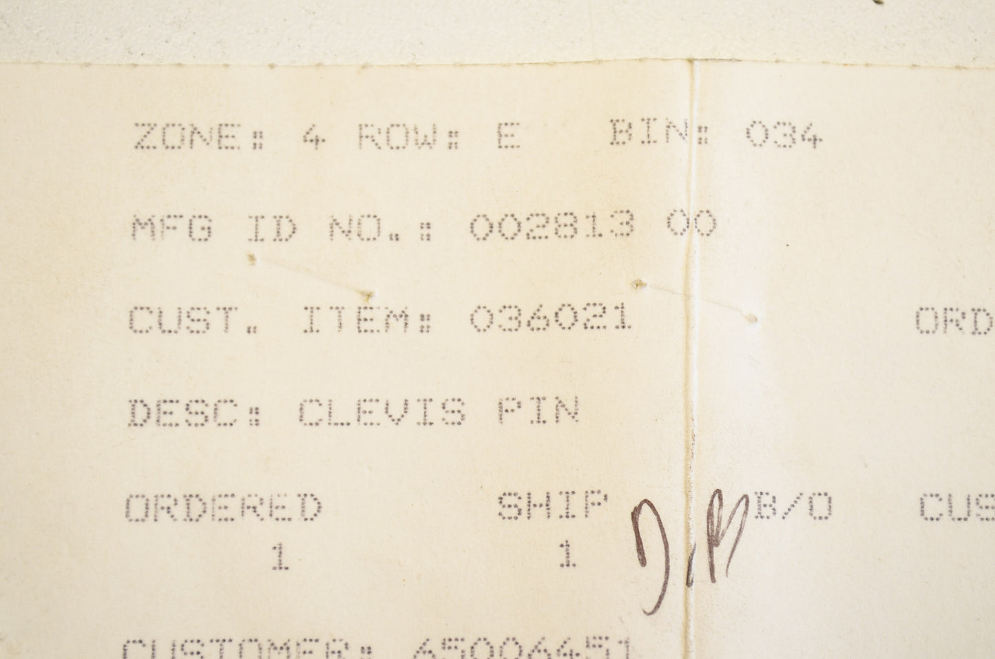 Gravely 002813, 036021 Clevis Pin NOS
