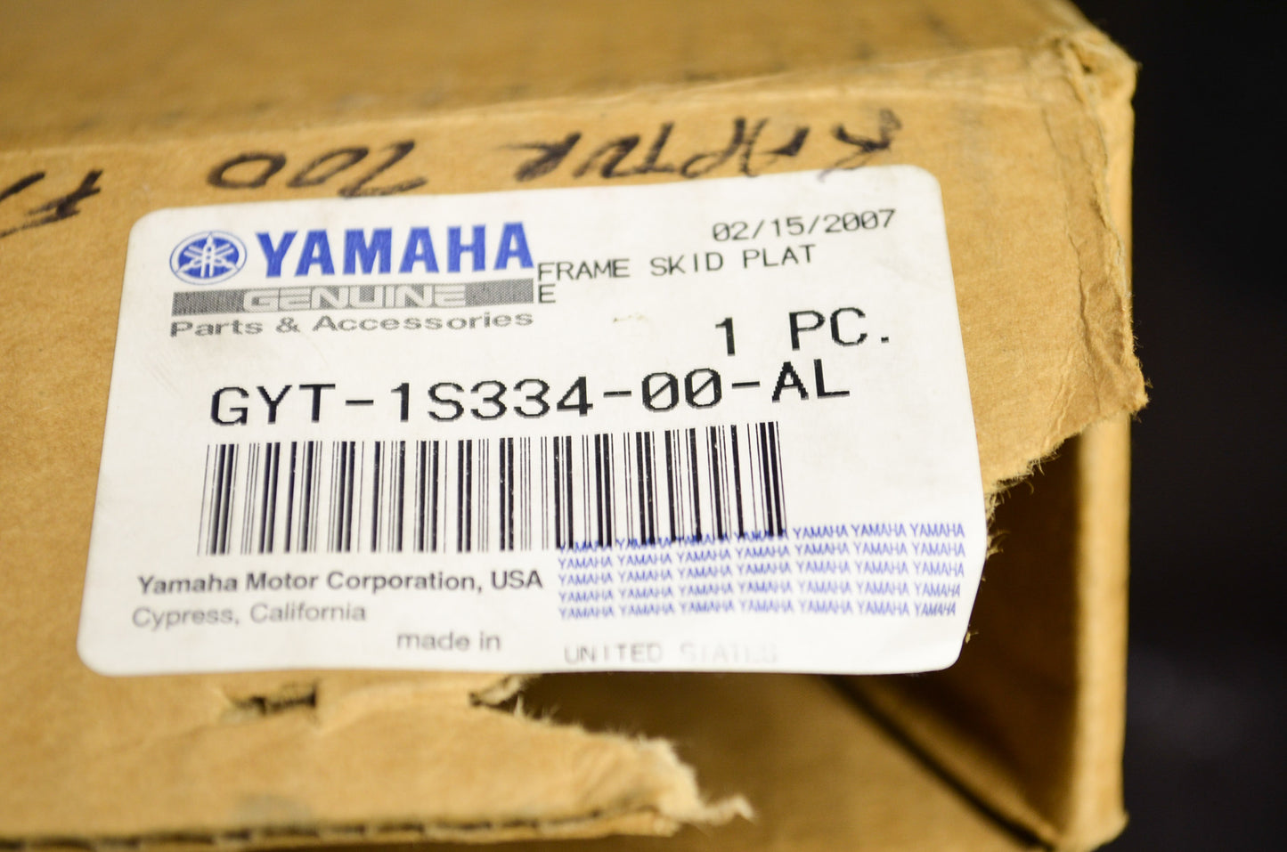 OEM Yamaha GYT-1S334-00-AL Aluminum Frame Skid NOS