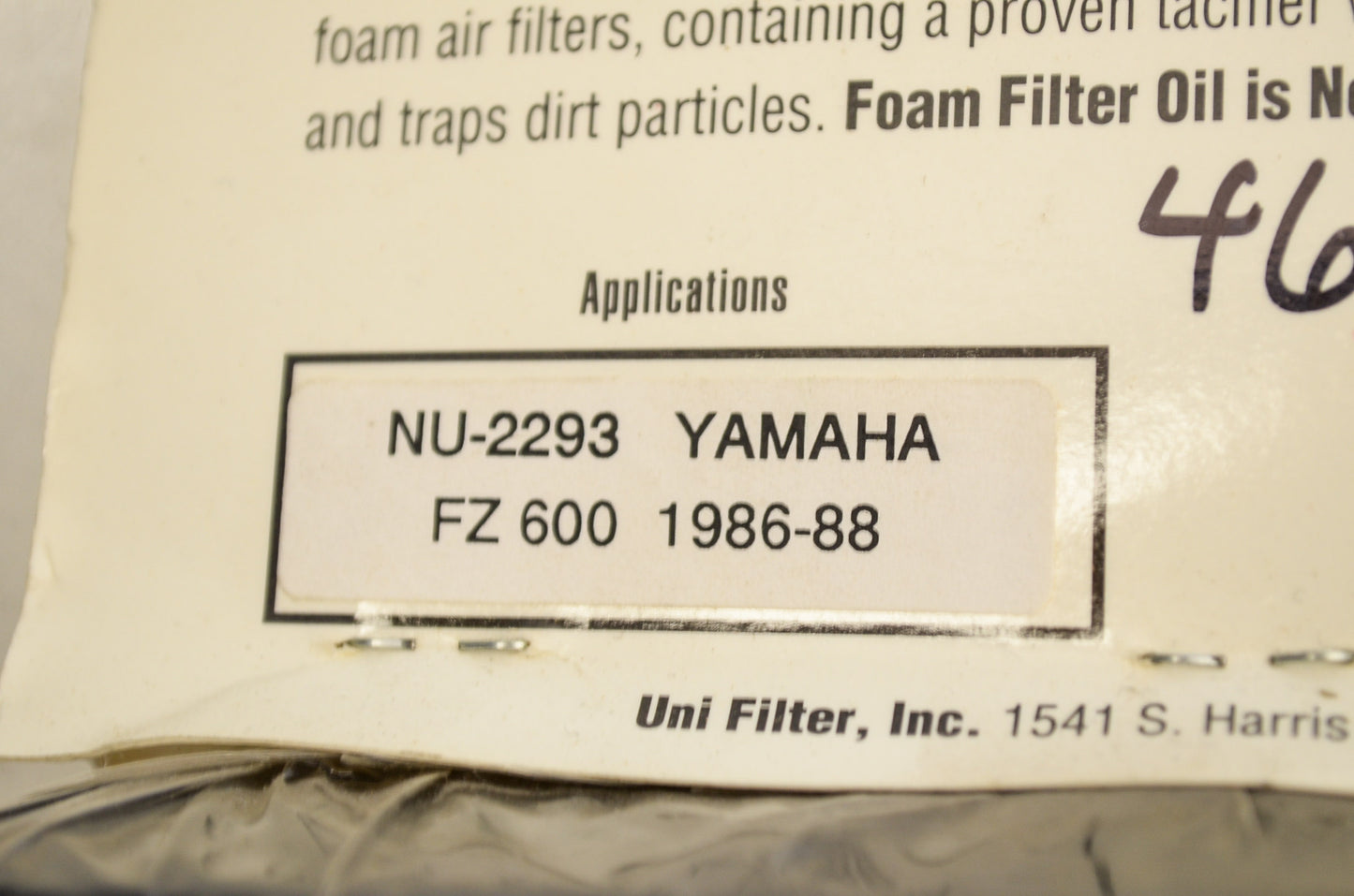 Foam Air Filter Yamaha FZ600 NOS