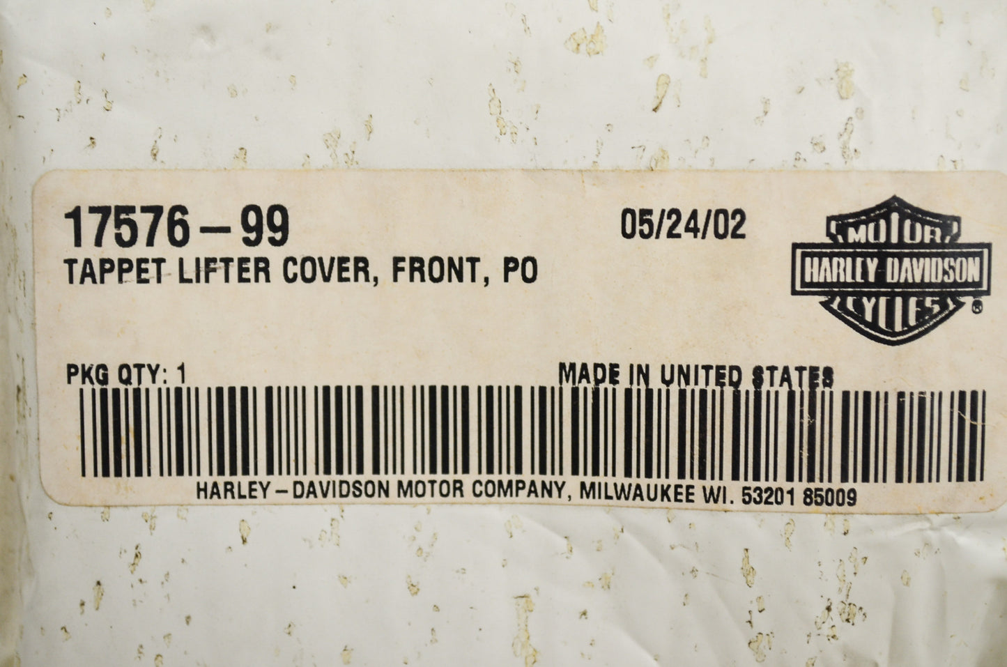 OEM Harley-Davidson 17576-99 Polished Front Tappet Cover NOS