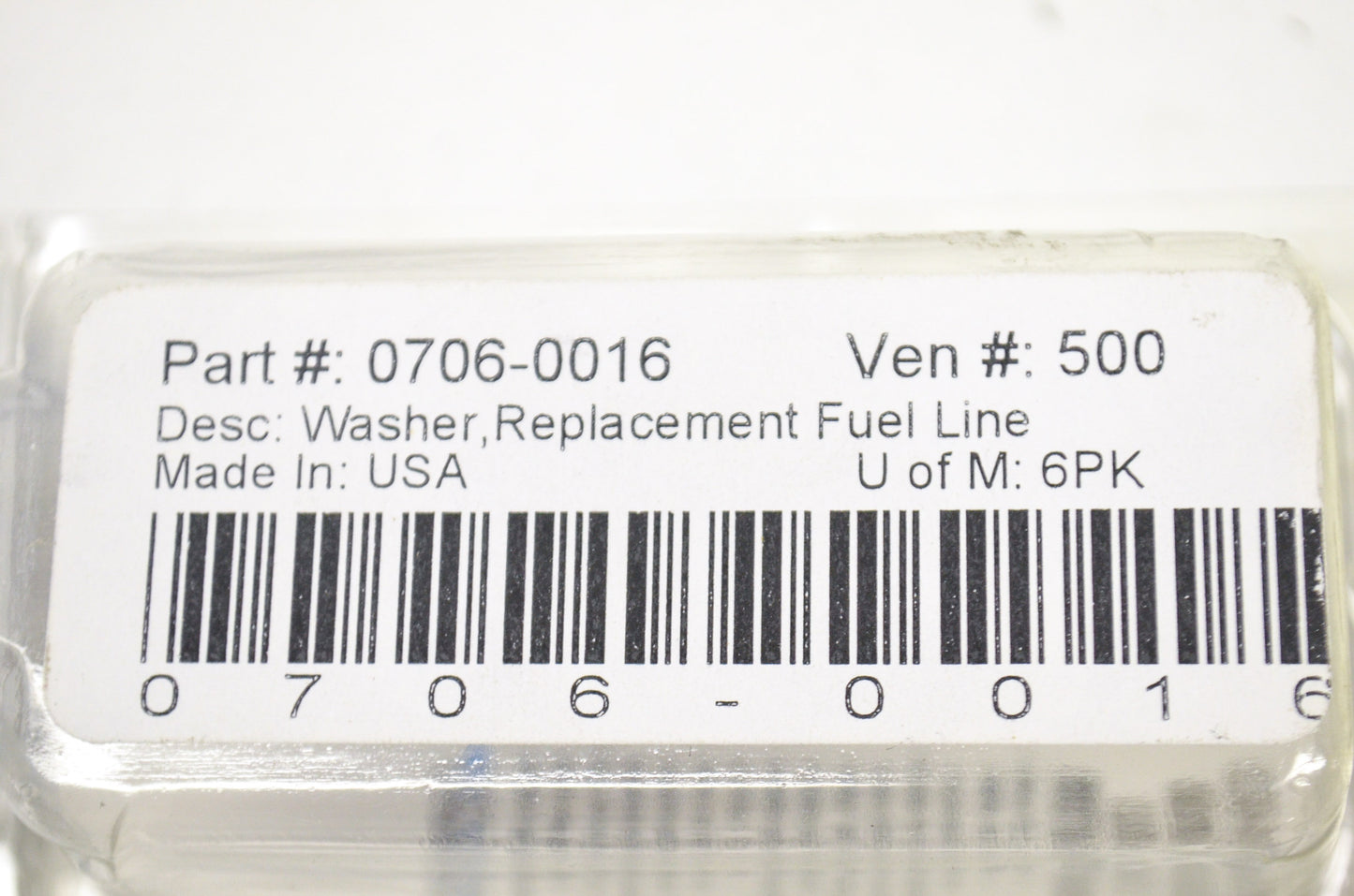 Drag Specialties 0706-0016, 500 Replacement Fuel Line Washers QTY 6 NOS