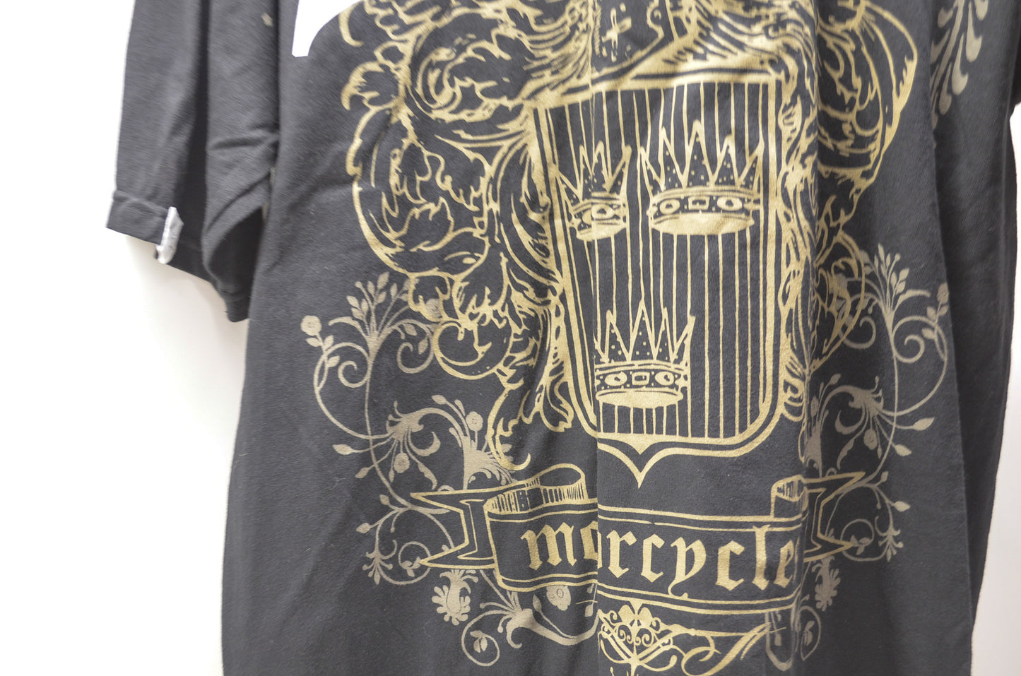 XL Black and Gold Star Motorcycle Logo Tee NOS
