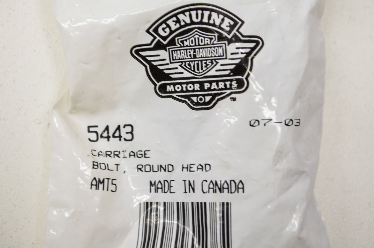 OEM Harley-Davidson 5443 Round Head Carriage Bolt Qty 5 NOS