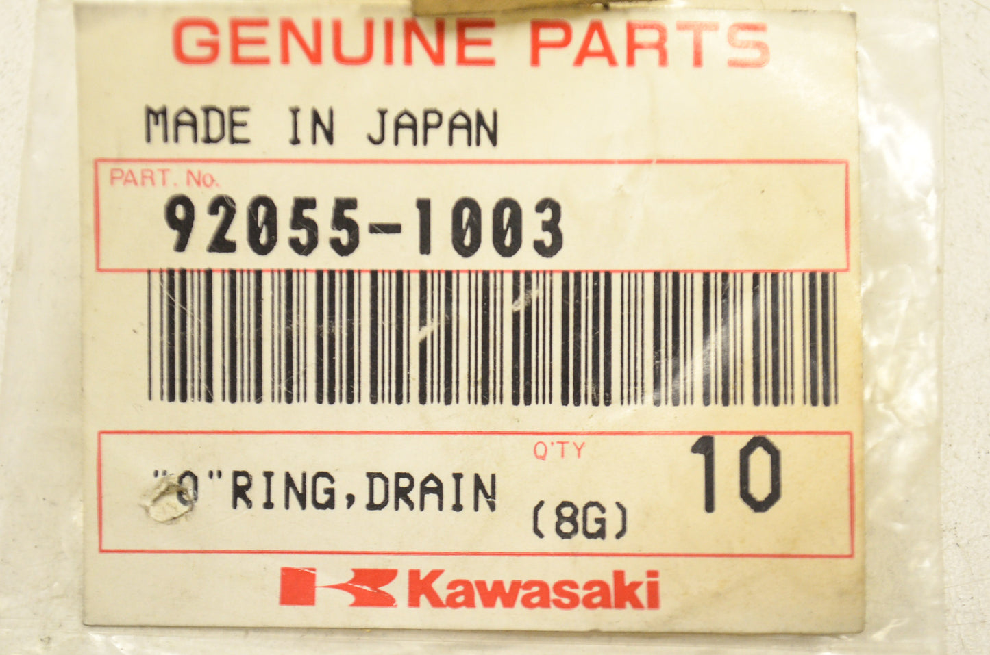 OEM Kawasaki 92055-1003 Drain Screw O-Ring Qty 2 NOS