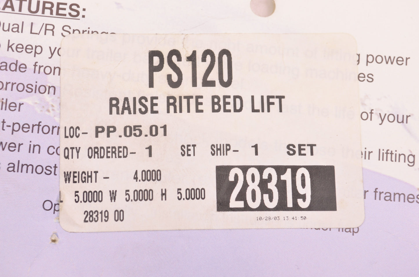 New Shredder's Choice Raise Rite Dual Spring Trailer Bed Lift Kit NOS