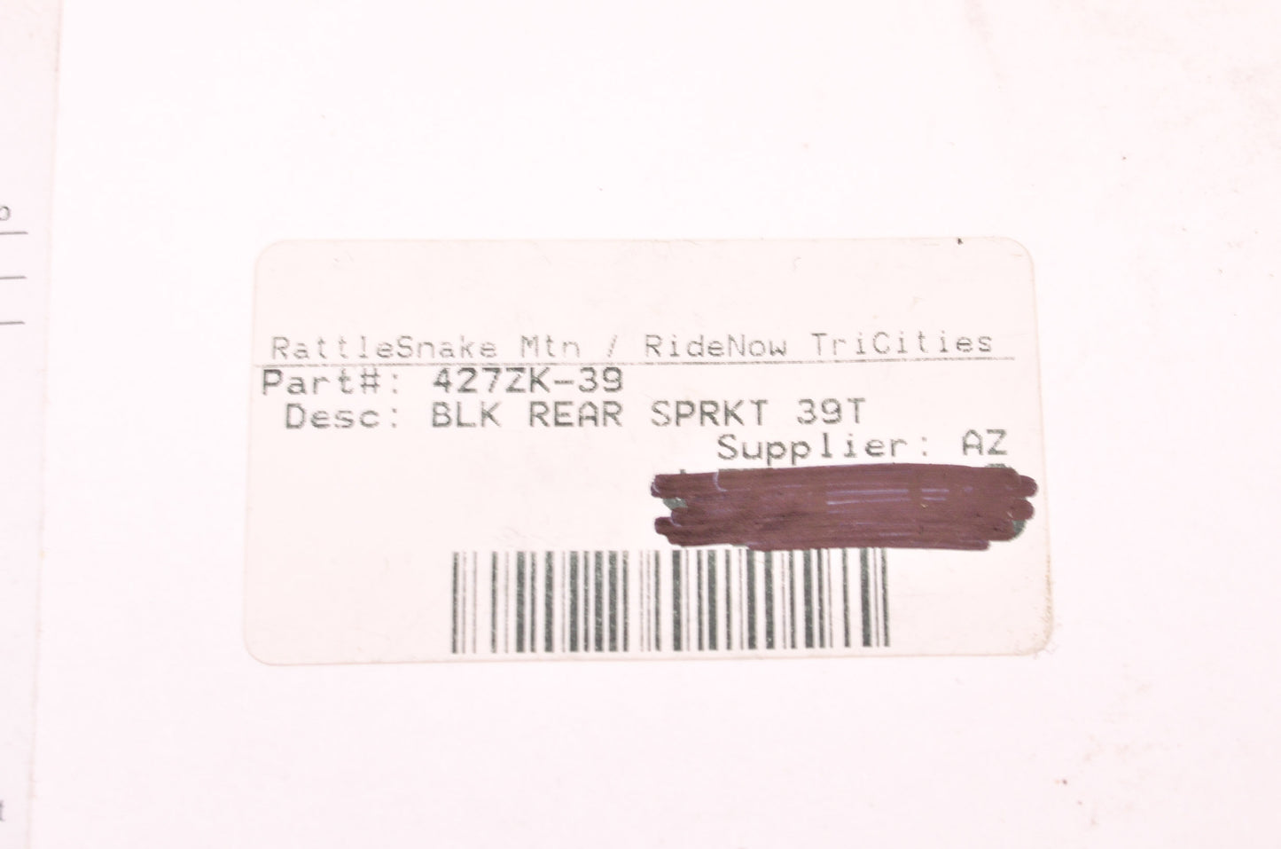 Vortex 427ZK-39 Rear Sprocket NOS