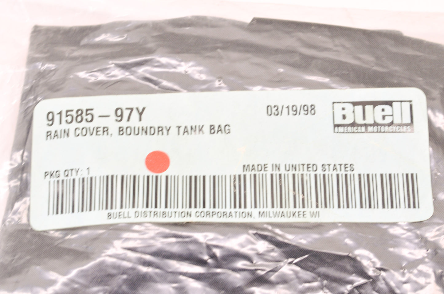 New OEM Buell Boundry Tank Rain Cover Bag NOS