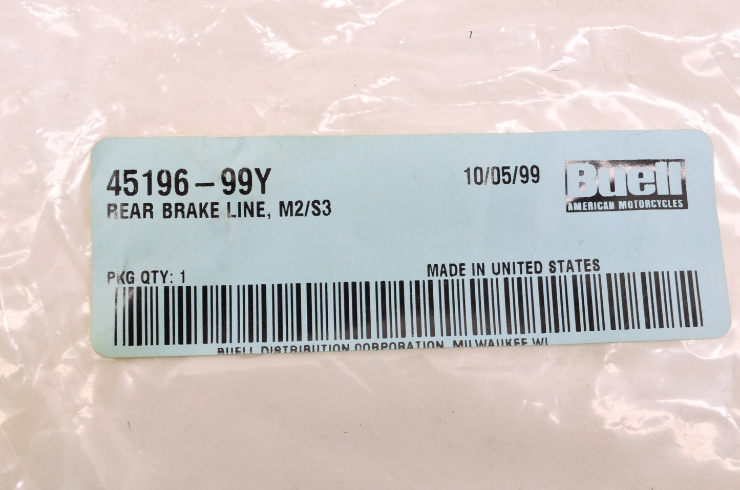 New OEM Buell Rear Brake Line NOS
