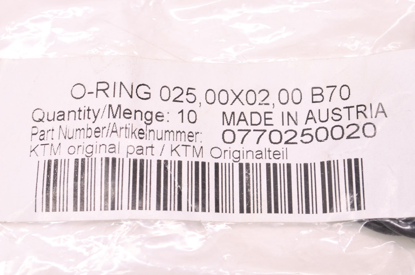 OEM KTM 770250020 O-Ring Qty 2 NOS