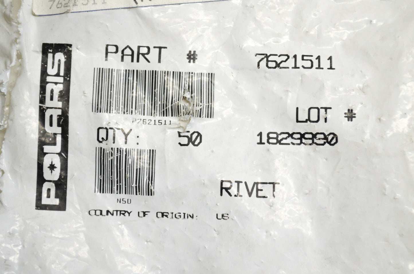 OEM Polaris 7621511 Rivet Qty 10
