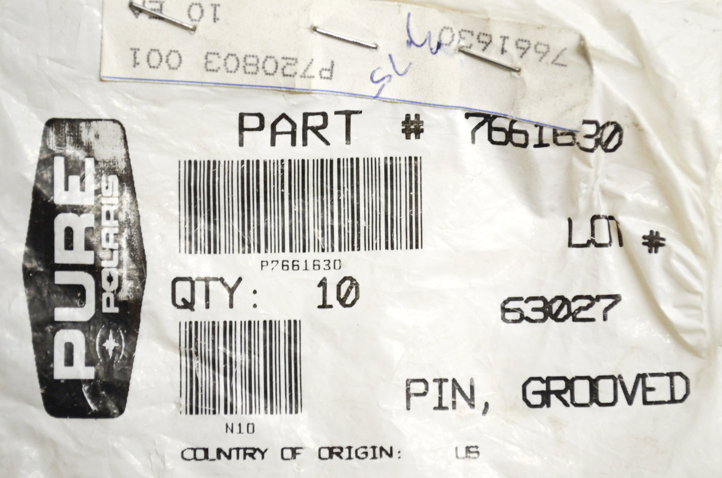 OEM Polaris 7661630 Stainless Steel Grooved Pin Qty 2 NOS