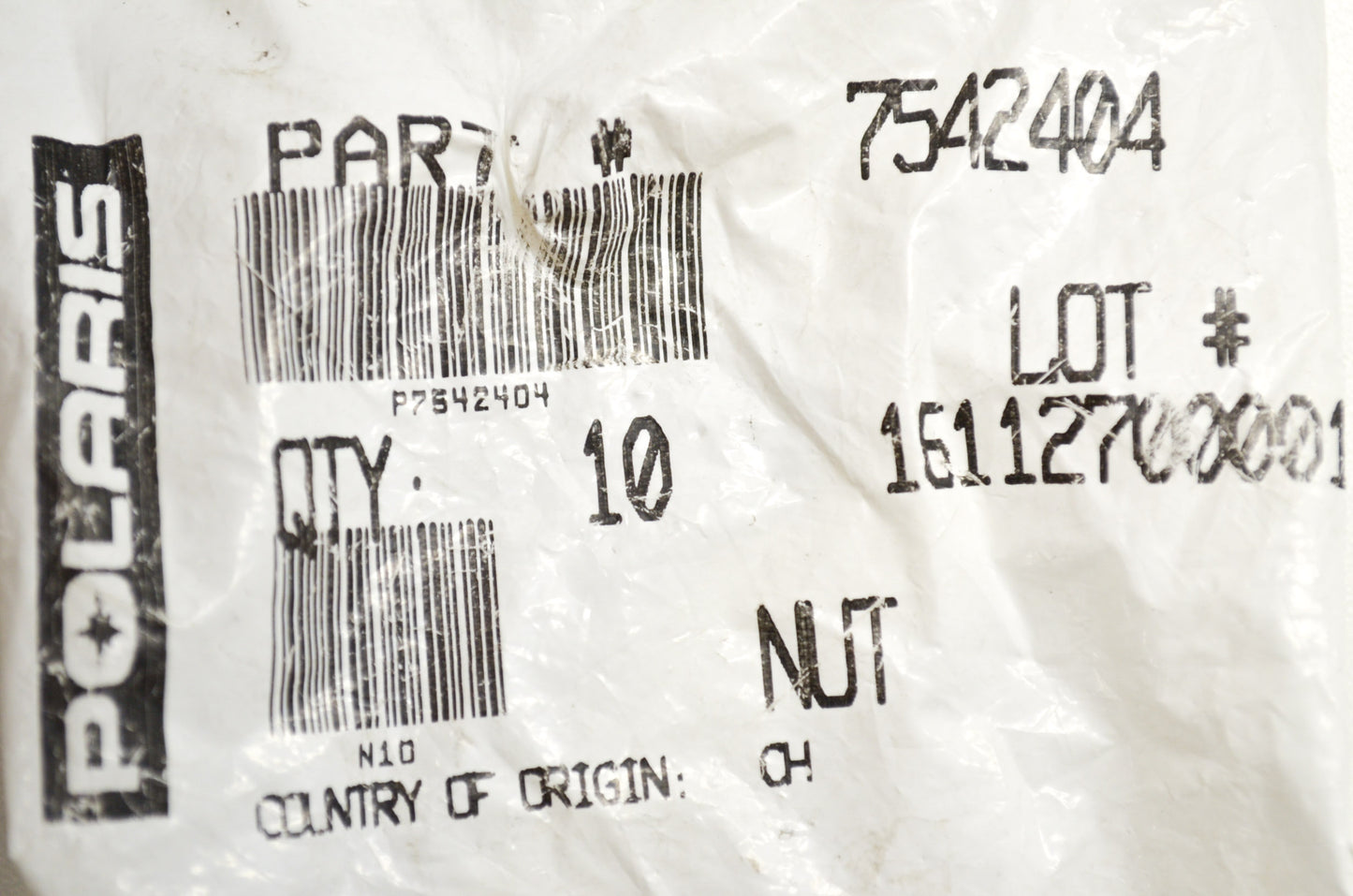 OEM Polaris 7542404 Nut Qty 4 NOS