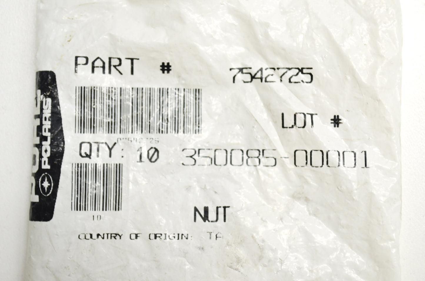 OEM Polaris 7542725 Stainless Steel Nylok Nut Qty 2
