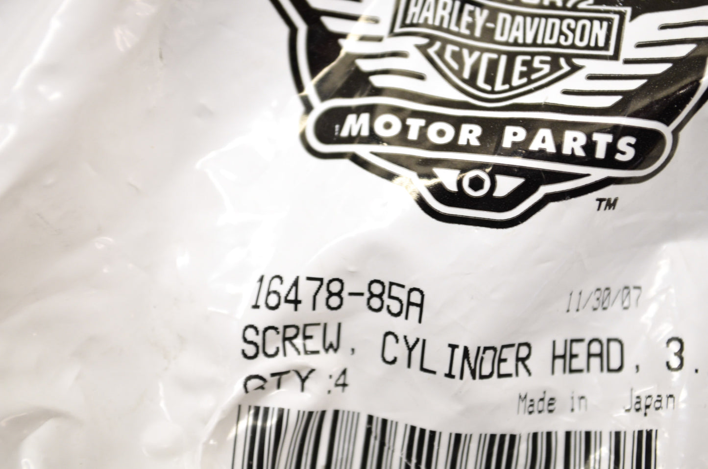 OEM Harley-Davidson 16478-85A Cylinder Head Screw 3.17 LON NOS