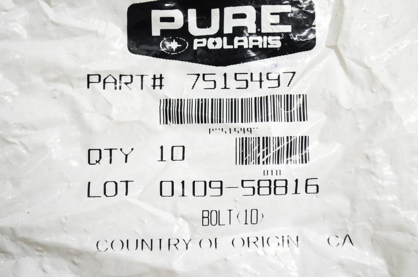 OEM Polaris 7515497 Bolt Qty 2 NOS