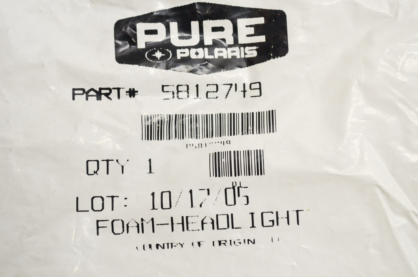 OEM Polaris 5812749 Headlight Seal Foam 50" NOS