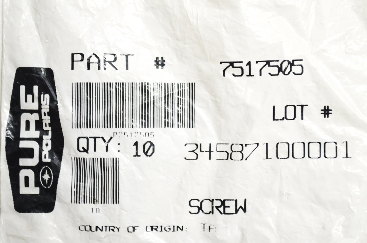 OEM Polaris 7517505 Screw Qty 7 NOS