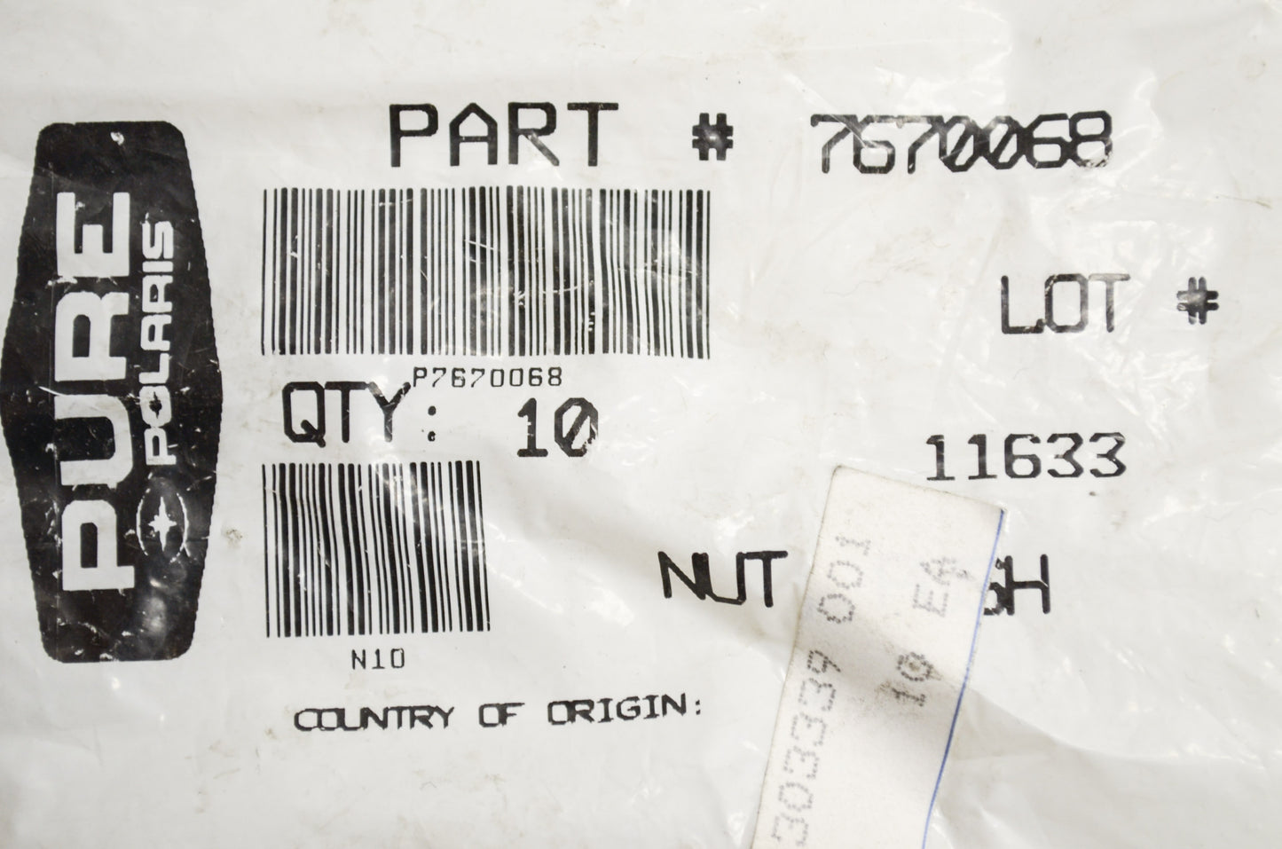 OEM Polaris 7670068 Push-On Nut Qty 7 NOS